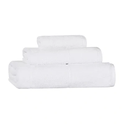 Superior Mile Collection | 80% Cotton 20% Viscose 3-pc. Quick Dry Solid Bath Towel Set In White