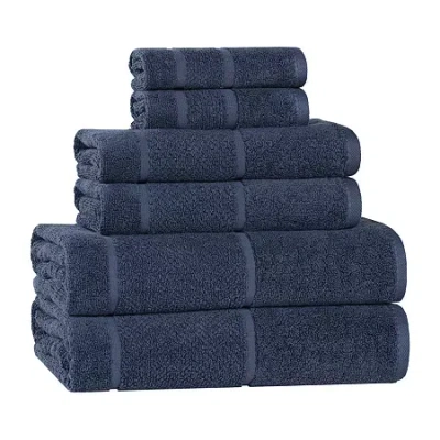 Superior Mile Collection | 80% Cotton 20% Viscose 6-pc. Quick Dry Solid Bath Towel Set In Blue