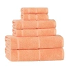Superior Mile Smart Twist Cotton Medium Weight Solid Broad Border 6pc Towel  Set In Orange