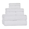 Superior Mile Collection | 80% Cotton 20% Viscose 6-pc. Quick Dry Solid Bath Towel Set In White