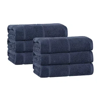 Superior Mile Collection | 80% Cotton 20% Viscose 6-pc. Solid Hand Towel In Blue