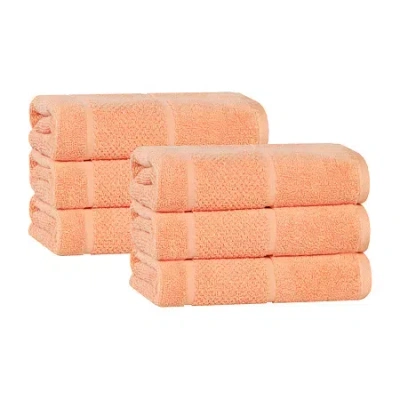 Superior Mile Collection | 80% Cotton 20% Viscose 6-pc. Solid Hand Towel In Orange