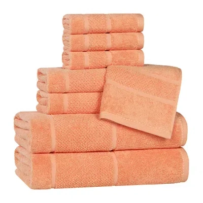 Superior Mile Collection | 80% Cotton 20% Viscose 8-pc. Quick Dry Solid Bath Towel Set In Pink