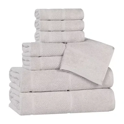 Superior Mile Collection | 80% Cotton 20% Viscose 8-pc. Quick Dry Solid Bath Towel Set In Silver