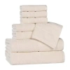 Superior Mile Collection | 80% Cotton 20% Viscose 8-pc. Quick Dry Solid Bath Towel Set In White
