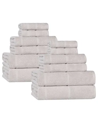 Superior Mile Smart Twist Cotton Medium Weight Solid Broad Border 12pc Towel  Set