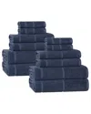 Superior Mile Smart Twist Cotton Medium Weight Solid Broad Border 12pc Towel  Set