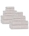 Superior Mile Smart Twist Cotton Medium Weight Solid Broad Border 12pc Towel  Set