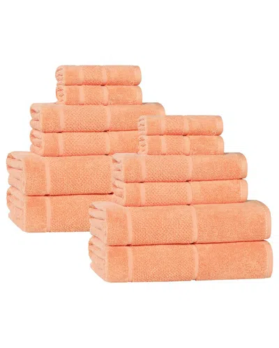 Superior Mile Smart Twist Cotton Medium Weight Solid Broad Border 12pc Towel  Set