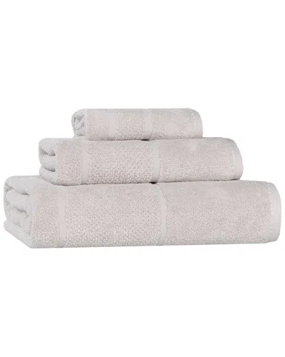 Superior Mile Smart Twist Cotton Medium Weight Solid Broad Border 3pc Towel  Set