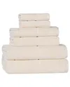 Superior Mile Smart Twist Cotton Medium Weight Solid Broad Border 6pc Towel  Set