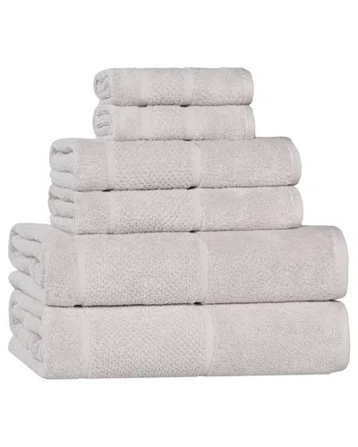 Superior Mile Smart Twist Cotton Medium Weight Solid Broad Border 6pc Towel  Set