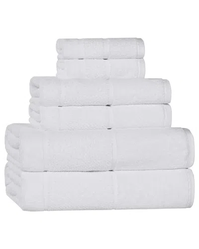 SUPERIOR SUPERIOR MILE SMART TWIST COTTON MEDIUM WEIGHT SOLID BROAD BORDER 6PC TOWEL  SET
