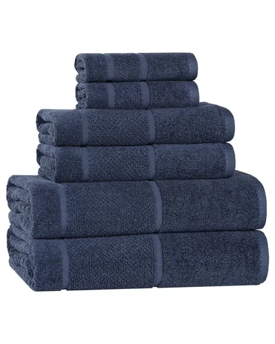SUPERIOR SUPERIOR MILE SMART TWIST COTTON MEDIUM WEIGHT SOLID BROAD BORDER 6PC TOWEL  SET