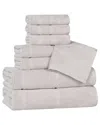 Superior Mile Smart Twist Cotton Medium Weight Solid Broad Border 8pc Towel  Set