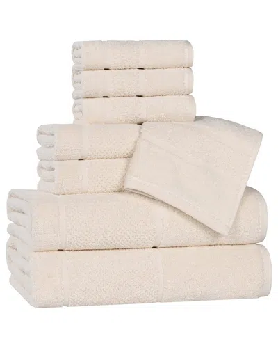 SUPERIOR SUPERIOR MILE SMART TWIST COTTON MEDIUM WEIGHT SOLID BROAD BORDER 8PC TOWEL  SET