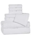 Superior Mile Smart Twist Cotton Medium Weight Solid Broad Border 8pc Towel  Set