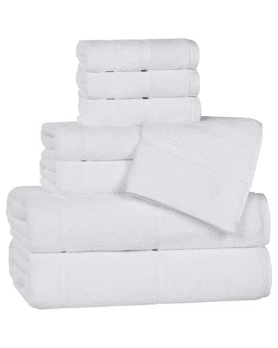 SUPERIOR SUPERIOR MILE SMART TWIST COTTON MEDIUM WEIGHT SOLID BROAD BORDER 8PC TOWEL  SET