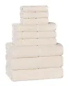 Superior Mile Smart Twist Cotton Medium Weight Solid Broad Border 9pc Towel  Set