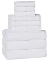 Superior Mile Smart Twist Cotton Medium Weight Solid Broad Border 9pc Towel  Set