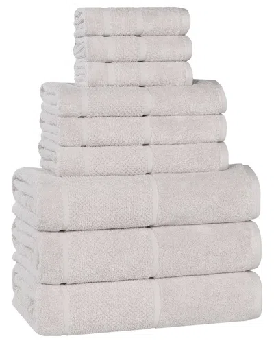 Superior Mile Smart Twist Cotton Medium Weight Solid Broad Border 9pc Towel  Set