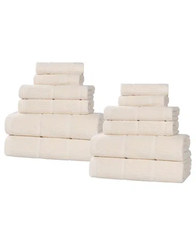 SUPERIOR SUPERIOR MILO SMART TWIST COTTON MEDIUM WEIGHT SOLID RIBBED 12PC TOWEL SET