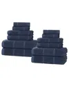 Superior Milo Smart Twist Cotton Medium Weight Solid Ribbed 12pc Towel Set