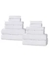 Superior Milo Smart Twist Cotton Medium Weight Solid Ribbed 12pc Towel Set