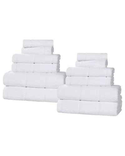SUPERIOR SUPERIOR MILO SMART TWIST COTTON MEDIUM WEIGHT SOLID RIBBED 12PC TOWEL SET
