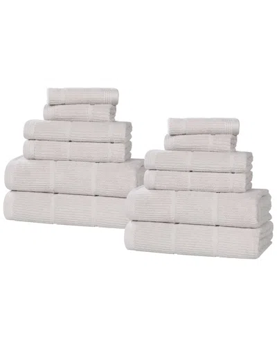 Superior Milo Smart Twist Cotton Medium Weight Solid Ribbed 12pc Towel Set