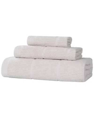 Superior Milo Smart Twist Cotton Medium Weight Solid Ribbed 3pc Towel Set