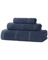 Superior Milo Smart Twist Cotton Medium Weight Solid Ribbed 3pc Towel Set