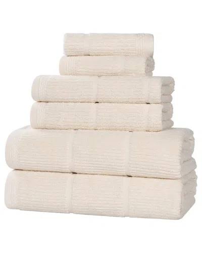 Superior Milo Smart Twist Cotton Medium Weight Solid Ribbed 6pc Towel Set In Neutral