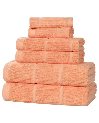 SUPERIOR SUPERIOR MILO SMART TWIST COTTON MEDIUM WEIGHT SOLID RIBBED 6PC TOWEL SET