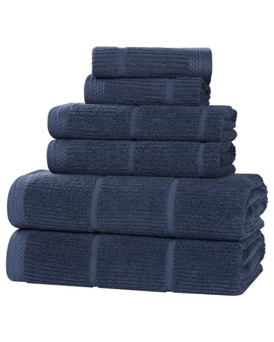 Superior Milo Smart Twist Cotton Medium Weight Solid Ribbed 6pc Towel Set