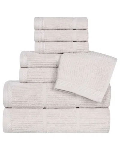 Superior Milo Smart Twist Cotton Medium Weight Solid Ribbed 8pc Towel Set