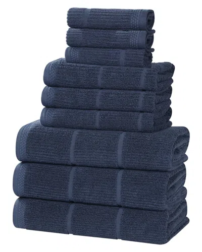 Superior Milo Smart Twist Cotton Medium Weight Solid Ribbed 9pc Towel Set
