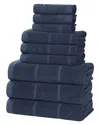 Superior Milo Smart Twist Cotton Medium Weight Solid Ribbed 9pc Towel Set