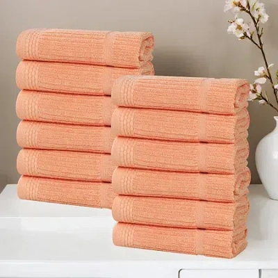 Superior Milo Smart Twist Viscose Cotton Blend 12pc Face Towel 12-pc. Quick Dry Bath Towel Set In Orange