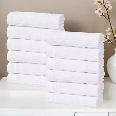 Superior Milo Smart Twist Viscose Cotton Blend 12pc Face Towel 12-pc. Quick Dry Bath Towel Set In White