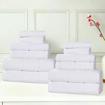 Superior Milo Smart Twist Viscose Cotton Blend 12pc Towel Set 12-pc. Quick Dry Bath Towel Set In White