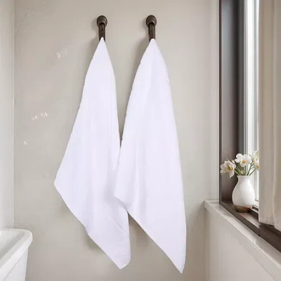 Superior Milo Smart Twist Viscose Cotton Blend 2pc Bath Sheet 2-pc. Quick Dry Bath Towel Set In White