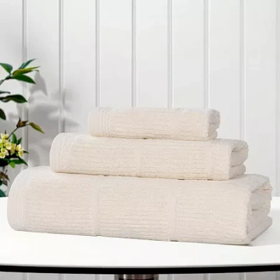 Superior Milo Smart Twist Viscose Cotton Blend 3pc Towel Set 3-pc. Quick Dry Bath Towel Set In Neutral