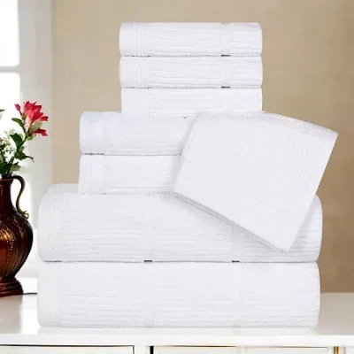 Superior Milo Smart Twist Viscose Cotton Blend 8pc Towel Set 8-pc. Quick Dry Bath Towel Set In White