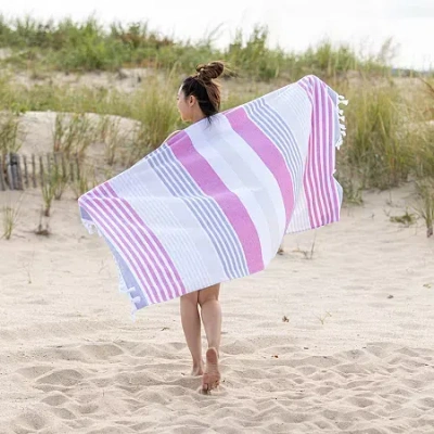 Superior Mira Striped Cotton Beach Towel Quick Dry Beach Towel In Multi