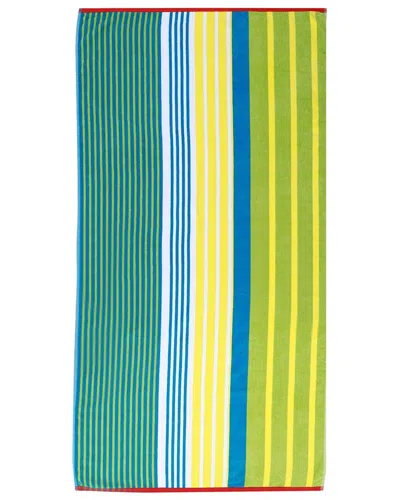 Superior Mira Striped Cotton Large Oversized Beach Towel In Green
