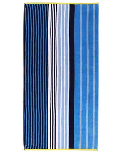 Superior Mira Striped Cotton Large Oversized Beach Towel In Blue