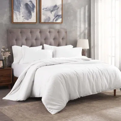 Superior Modal From Beechwood 300 Thread Count Lightweight 3 Piece Duvet Cover Set In White