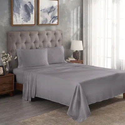 Superior Modal From Beechwood 300 Thread Count Lightweight Cooling Solid Extra Deep Pocket Bed Sheet Set In Gray