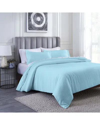 Superior Modal From Beechwood 400 Thread Count Lightweight Cooling Solid Duvet  Cover Set In Blue